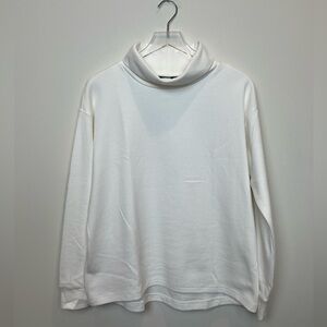 Women’s Lands' End Crisp White Textured Top Long Sleeve Loose Fit Sz Medium